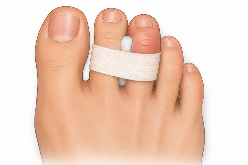 how to buddy tape a dislocated toe step by step with padding and medical tape