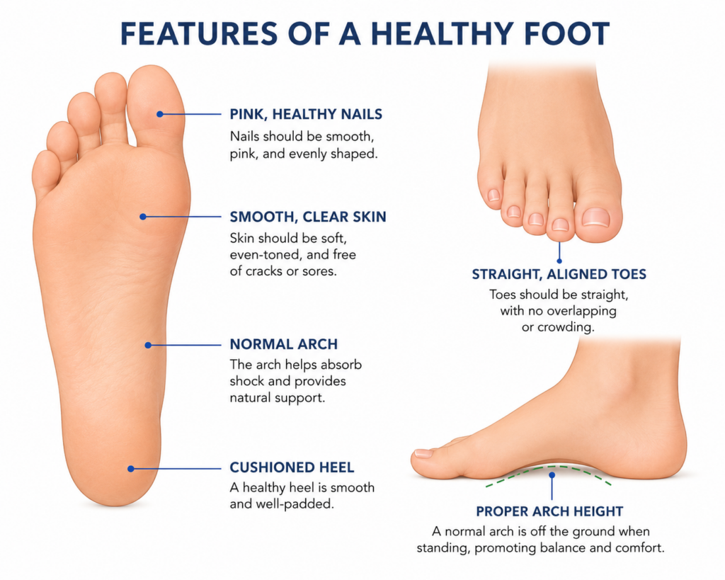 illustration showing what a healthy foot looks like