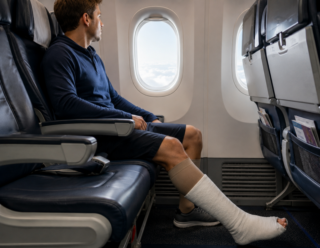 flying with broken bones compression stockings passenger airplane
