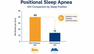 Chart comparing AHI on the back versus on the side to identify positional sleep apnea