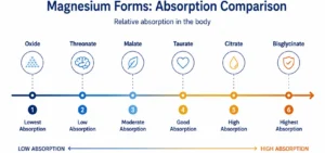 Chart ranking magnesium forms by absorption level
