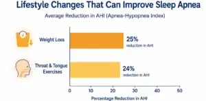 Chart showing AHI reduction from weight loss and throat exercises for sleep apnea