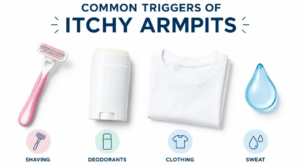 Common triggers that cause itchy armpits including shaving and deodorant
