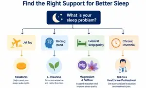 Decision chart showing which sleep aid fits which sleep problem
