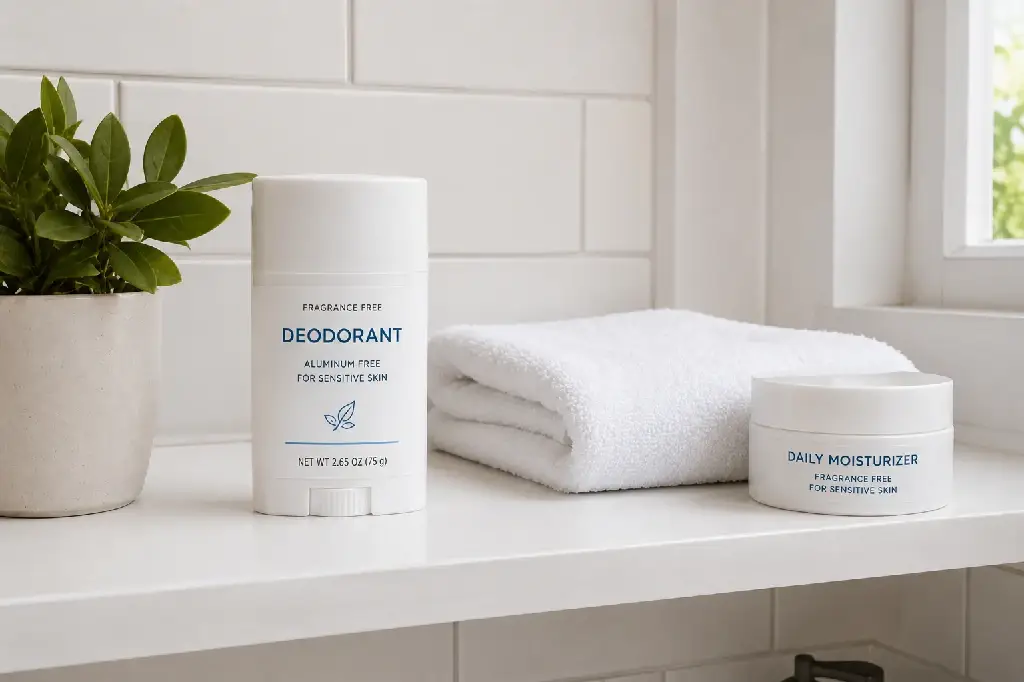 Fragrance free deodorant and skin care products that help prevent itchy armpits