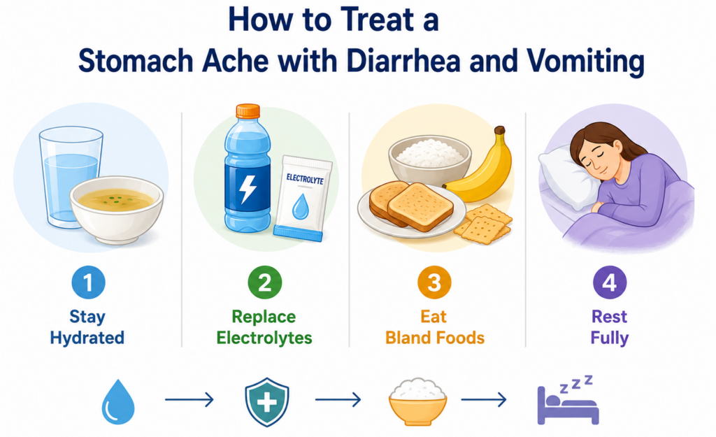 How to Treat a Stomach Ache with Diarrhea and Vomiting