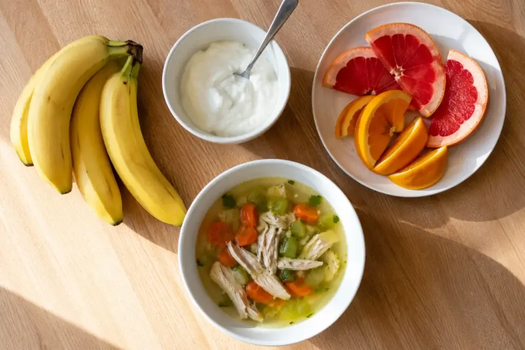 best foods to regain strength after the flu including soup citrus and yogurt