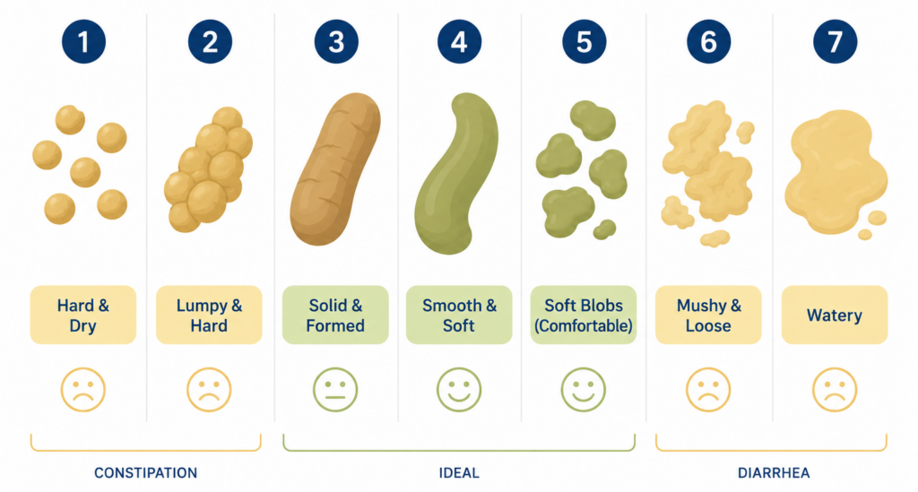 c diff poop color chart showing yellow green and brown shades