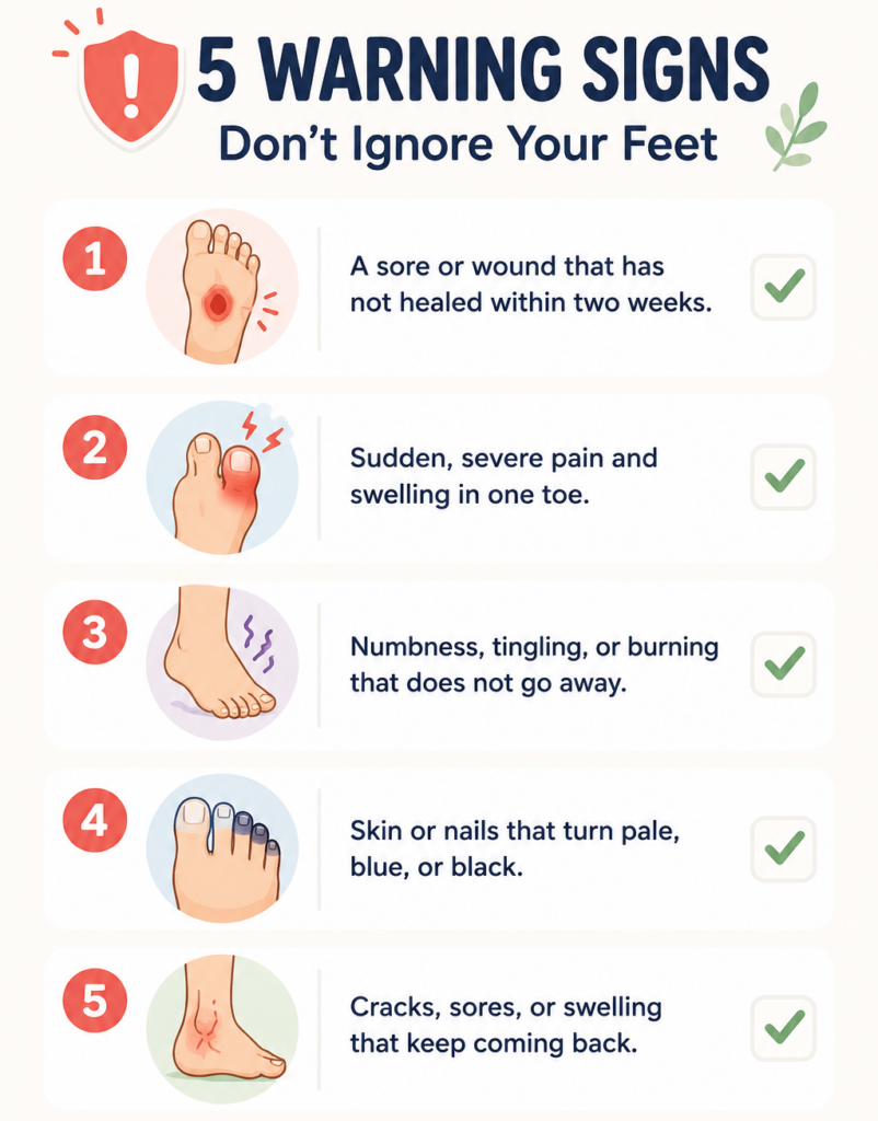 checklist of five foot symptoms doctors say not to ignore