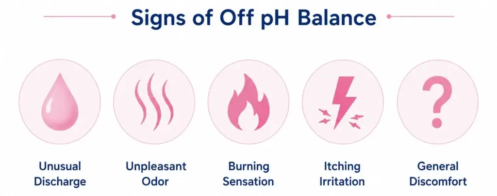 common signs and symptoms of unbalanced pH balance in women