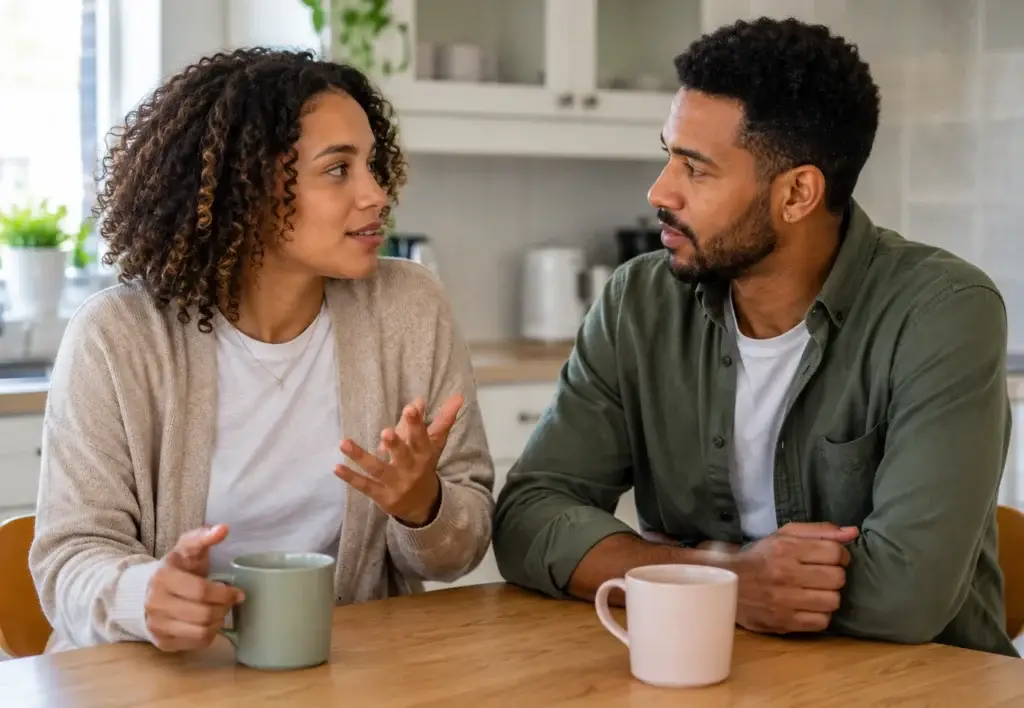 couple having a conversation about sexual health and vaginal pH balance
