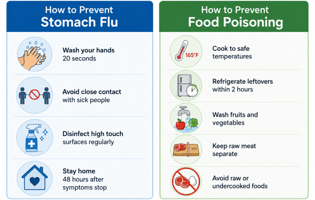 how to prevent stomach flu and food poisoning