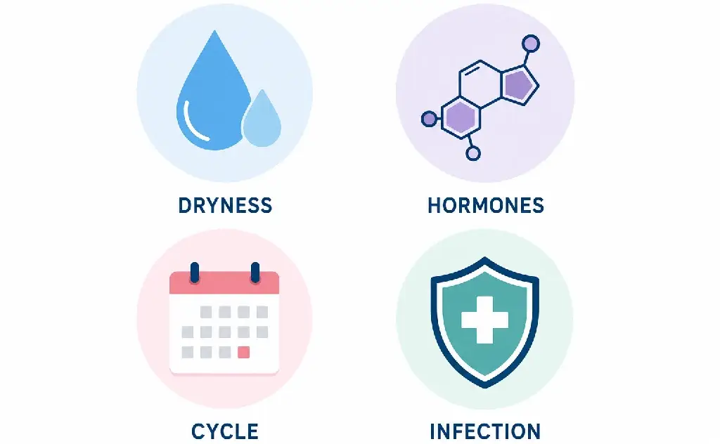 icons showing common causes of bleeding after sex