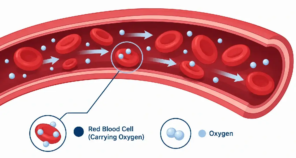 illustration of ferritin and iron stored in red blood cells