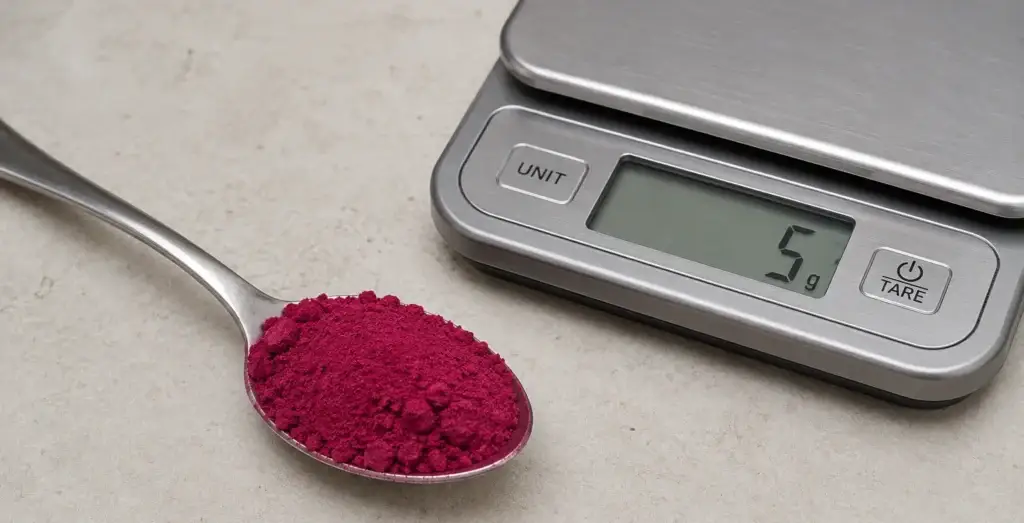 measuring a daily dose of beetroot powder
