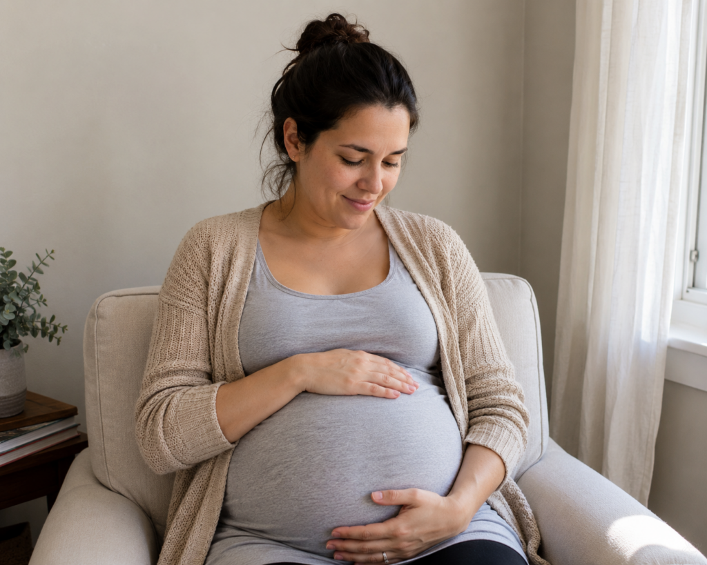 pregnant woman feeling reassured about dry cough during pregnancy