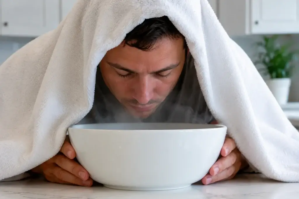 steam inhalation home remedy for sinus pressure and stuffy nose