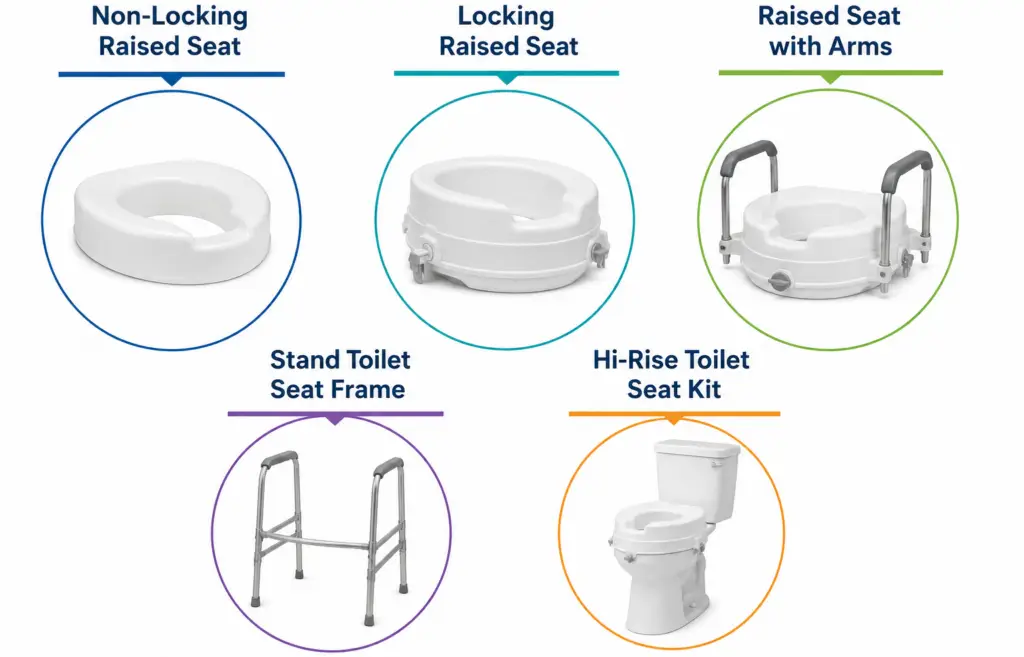 toilet safety frame style raised toilet seat with armrests.
