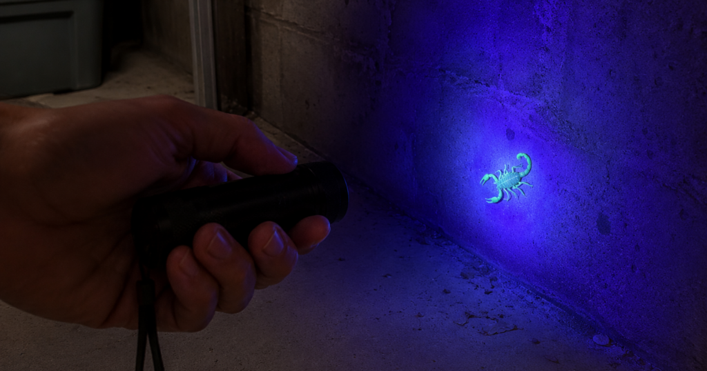 using a UV blacklight flashlight to detect and prevent scorpion stings at home