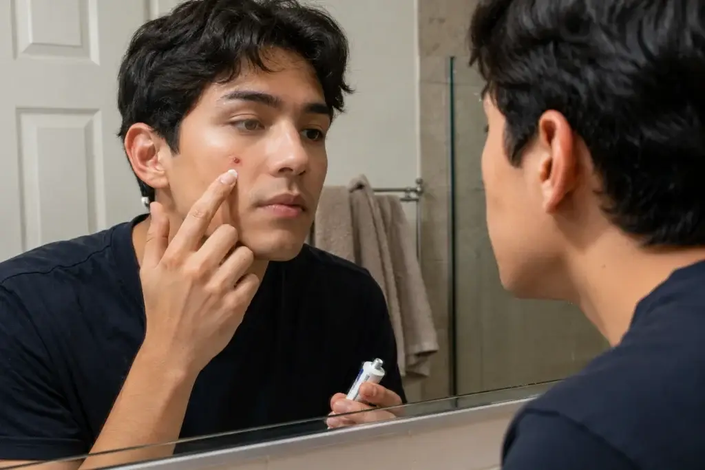 wound care for a healing scab on the face