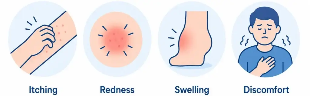 Symptoms of a yeast infection in men icon set
