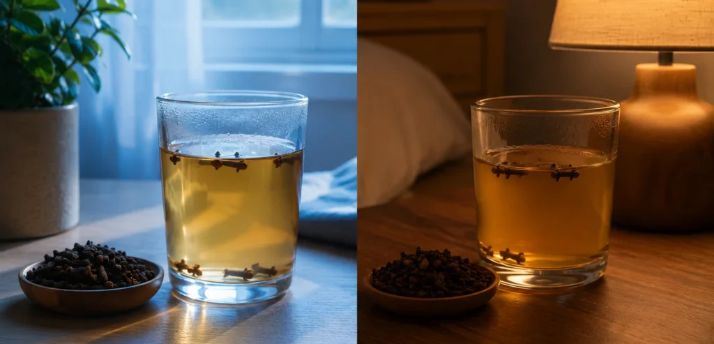 clove water in the morning compared to clove water at night