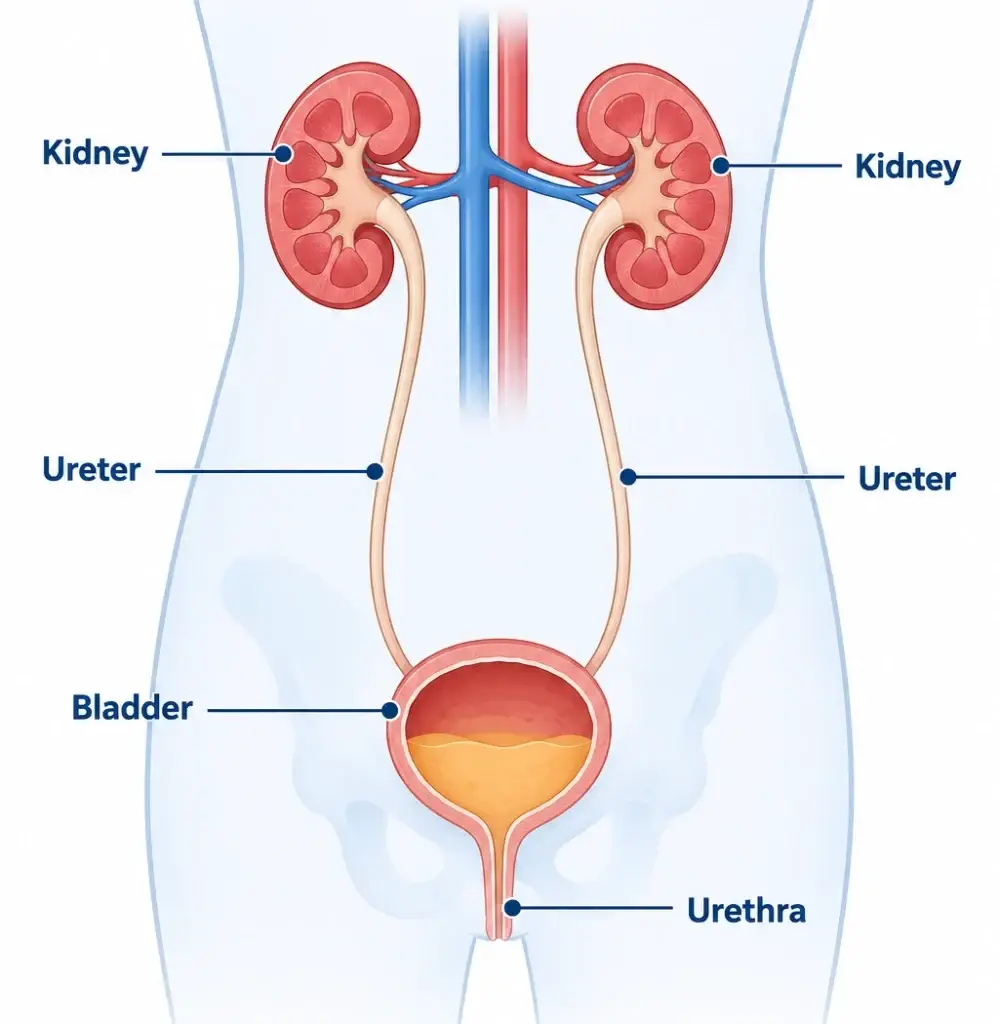 diagram showing common causes of burning when you pee