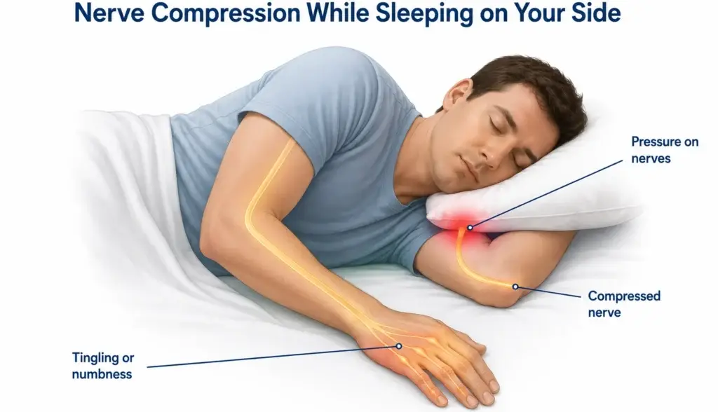 side sleeping position that causes arms to go numb while sleeping