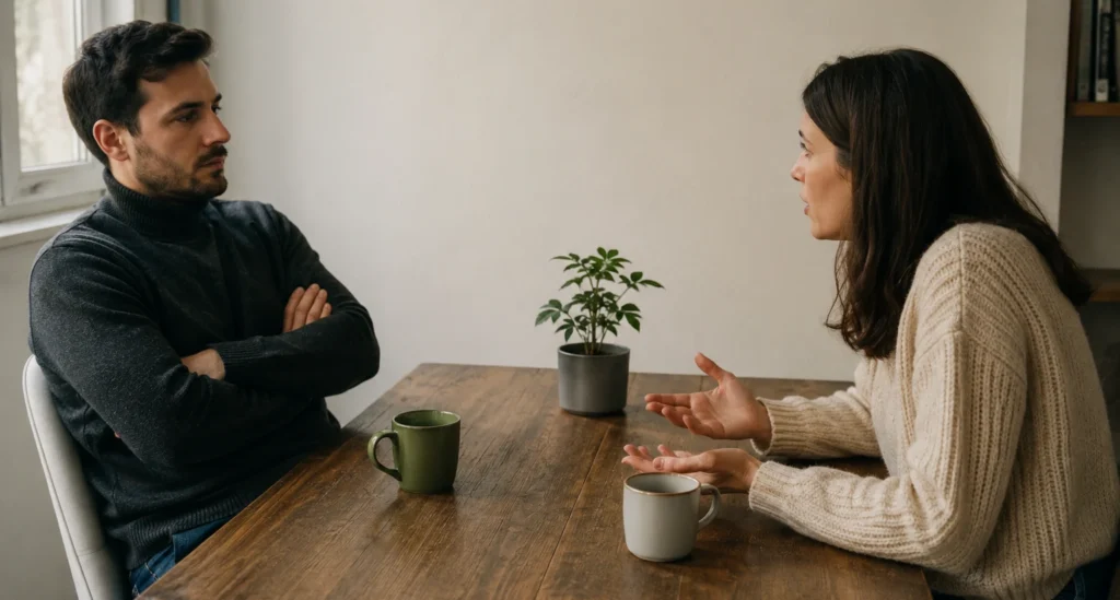 what is a vulnerable narcissist, illustrated by a defensive posture during conversation